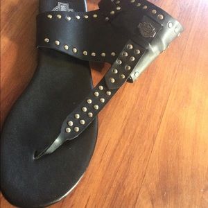 Harley-Davidson Black and Silver Sandals